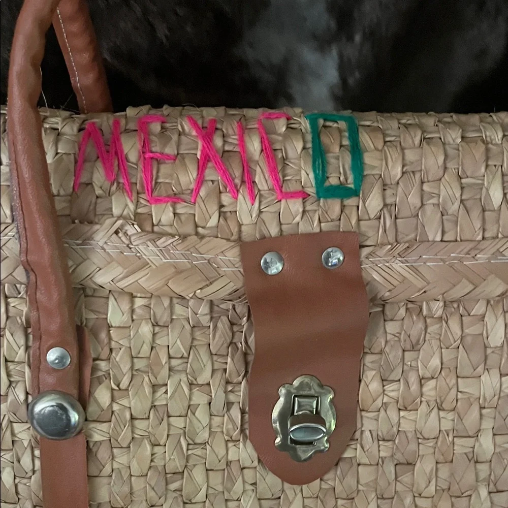 Colorful Embroidered Straw Tote Bag - Picture 3 of 4